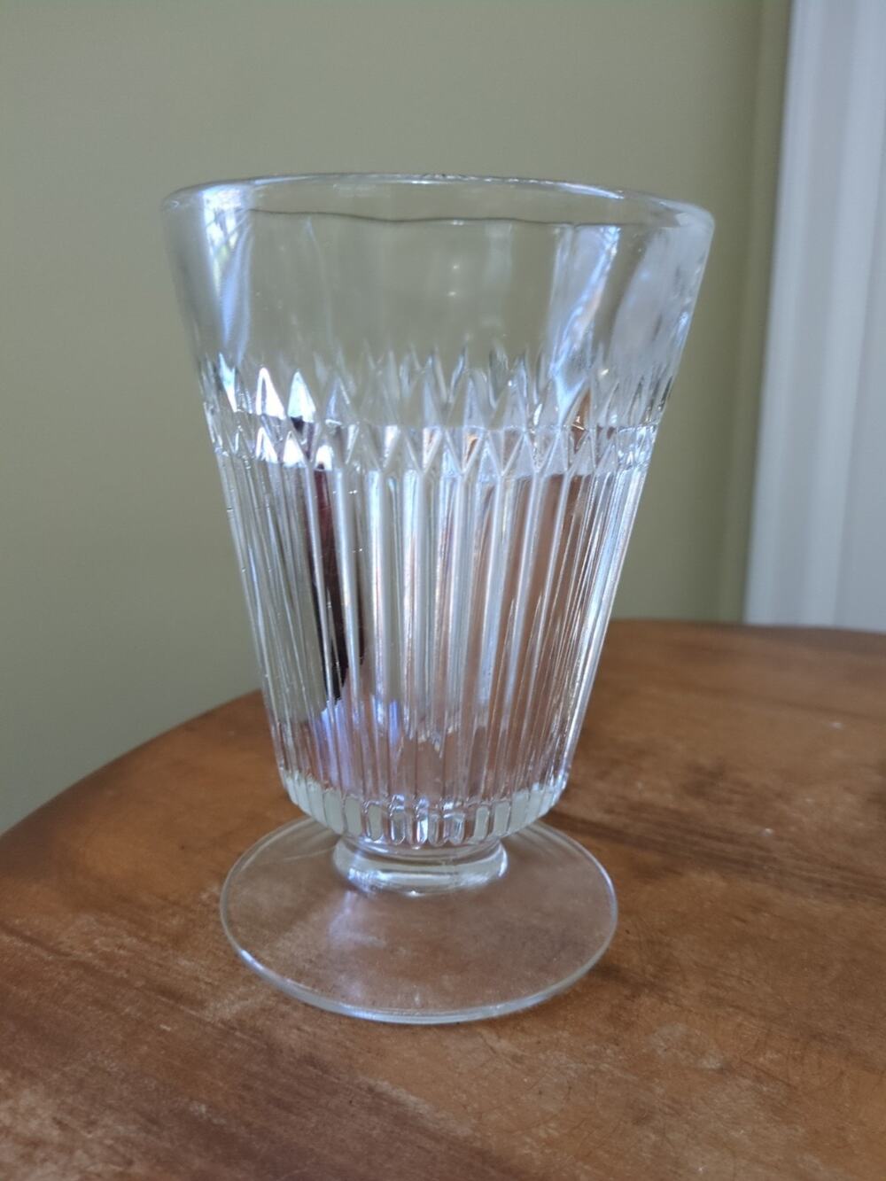 Vintage Clear Glass Ribbed Spooner Utensil Holder